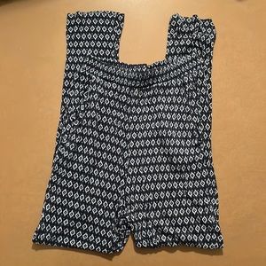 H&M Womens Black/Dark Blue White Geometric High Rise Pants Lightweight Pockets